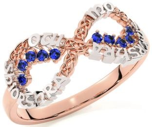 Sapphire White Rose Gold Celtic Infinity Irish "My eternal love" Ring