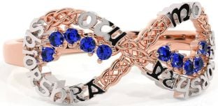 Sapphire White Rose Gold Celtic Infinity Irish "My eternal love" Ring
