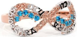 Topaz White Rose Gold Celtic Infinity Irish "My eternal love" Ring
