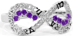 Amethyst Silver Celtic Infinity Irish "My eternal love" Ring