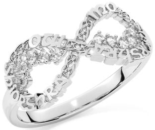 Diamond Silver Celtic Infinity Irish "My eternal love" Ring