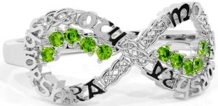 Peridot Silver Celtic Infinity Irish "My eternal love" Ring