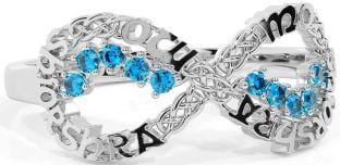 Topaz Silver Celtic Infinity Irish "My eternal love" Ring