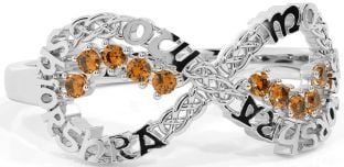 Citrine White Gold Celtic Infinity Irish "My eternal love" Ring