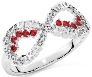 Ruby White Gold Celtic Infinity Irish "My eternal love" Ring