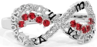 Ruby White Gold Celtic Infinity Irish "My eternal love" Ring