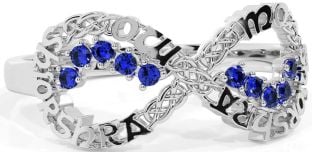 Sapphire White Gold Celtic Infinity Irish "My eternal love" Ring