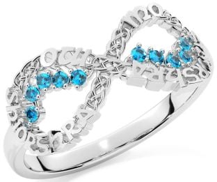 Topaz White Gold Celtic Infinity Irish "My eternal love" Ring