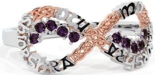 Alexandrite White Rose Gold Celtic Infinity Irish "My eternal love" Ring