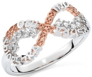 Diamond White Rose Gold Celtic Infinity Irish "My eternal love" Ring