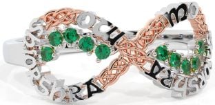 Emerald White Rose Gold Celtic Infinity Irish "My eternal love" Ring