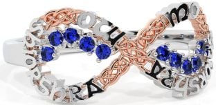 Sapphire White Rose Gold Celtic Infinity Irish "My eternal love" Ring