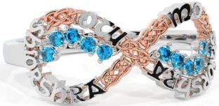 Topaz White Rose Gold Celtic Infinity Irish "My eternal love" Ring