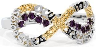 Alexandrite White Yellow Gold Celtic Infinity Irish "My eternal love" Ring