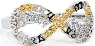 Diamond White Yellow Gold Celtic Infinity Irish "My eternal love" Ring