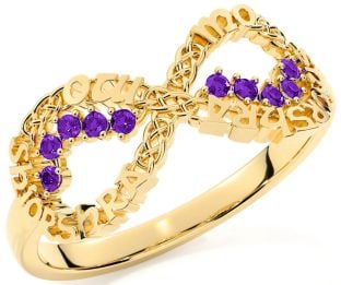 Amethyst Gold Celtic Infinity Irish "My eternal love" Ring