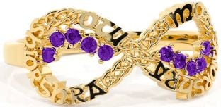 Amethyst Gold Celtic Infinity Irish "My eternal love" Ring
