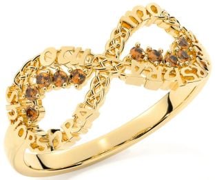 Citrine Gold Celtic Infinity Irish "My eternal love" Ring