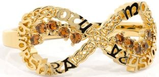 Citrine Gold Celtic Infinity Irish "My eternal love" Ring