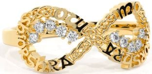 Diamond Gold Celtic Infinity Irish "My eternal love" Ring