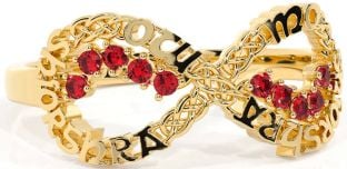 Ruby Gold Celtic Infinity Irish "My eternal love" Ring
