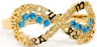 Topaz Gold Celtic Infinity Irish "My eternal love" Ring