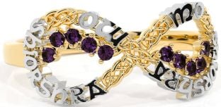 Alexandrite White Yellow Gold Celtic Infinity Irish "My eternal love" Ring
