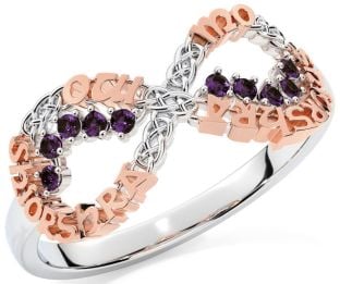 Alexandrite Rose Gold Silver Celtic Infinity Irish "My eternal love" Ring