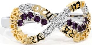 Alexandrite Gold Silver Celtic Infinity Irish "My eternal love" Ring