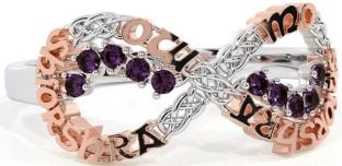 Alexandrite White Rose Gold Celtic Infinity Irish "My eternal love" Ring