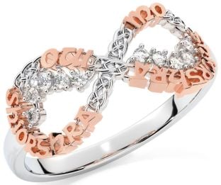 Diamond White Rose Gold Celtic Infinity Irish "My eternal love" Ring
