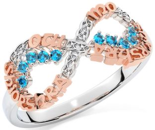 Topaz White Rose Gold Celtic Infinity Irish "My eternal love" Ring