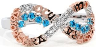 Topaz White Rose Gold Celtic Infinity Irish "My eternal love" Ring