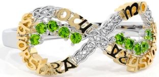 Peridot White Yellow Gold Celtic Infinity Irish "My eternal love" Ring