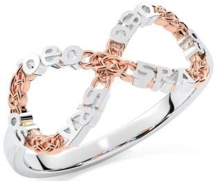 Rose Gold Silver Celtic Infinity Irish "Love Forever" Ring