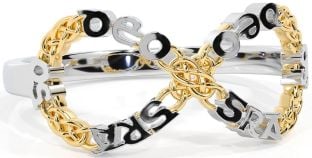 White Yellow Gold Celtic Infinity Irish "Love Forever" Ring