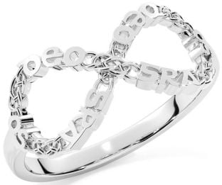 White Gold Celtic Infinity Irish "Love Forever" Ring