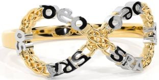White Yellow Gold Celtic Infinity Irish "Love Forever" Ring