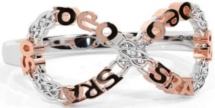 White Rose Gold Celtic Infinity Irish "Love Forever" Ring