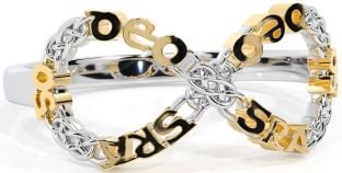 White Yellow Gold Celtic Infinity Irish "Love Forever" Ring