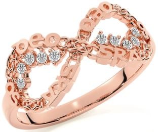 "Love Forever" Diamond Rose Gold Silver Irish Celtic Infinity Ring