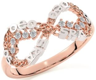 "Love Forever" Diamond Rose Gold Silver Irish Celtic Infinity Ring