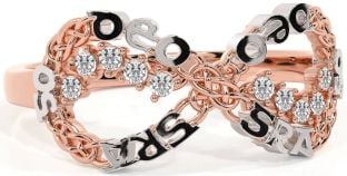 "Love Forever" Diamond Rose Gold Silver Irish Celtic Infinity Ring