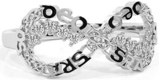 "Love Forever" Diamond Silver Irish Celtic Infinity Ring