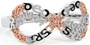 "Love Forever" Diamond White Rose Gold Irish Celtic Infinity Ring
