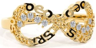 "Love Forever" Diamond Gold Irish Celtic Infinity Ring