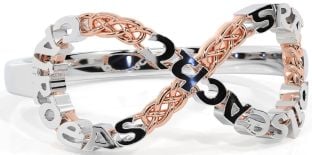 Rose Gold Silver Celtic Infinity Irish "Love, Loyalty, & Friendship" Ring