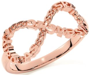 Rose Gold Silver Celtic Infinity Irish "Love, Loyalty, & Friendship" Ring