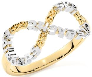 Gold Silver Celtic Infinity Irish "Love, Loyalty, & Friendship" Ring