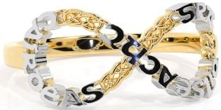 White Yellow Gold Celtic Infinity Irish "Love, Loyalty, & Friendship" Ring